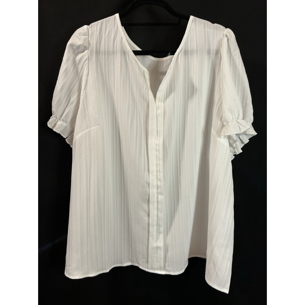 SHEIN Curve Plus 4XL 18/20 Women's White Shirt Top Elastic Puffy Sleeves